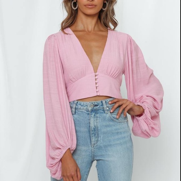 Hello Molly Pink Balloon Sleeve Blouse - Picture 2 of 3